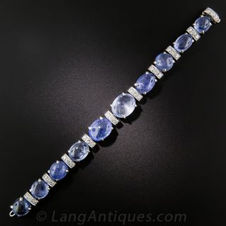 Seaman Schepps Cabochon Sapphire, Platinum and Diamond Bracelet  - 2