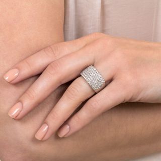 Seven Row Diamond Platinum Band Ring