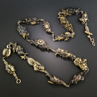 Shakudo Menuki Gold Backed Necklace 