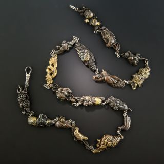 Shakudo Menuki Silver Backed Necklace
