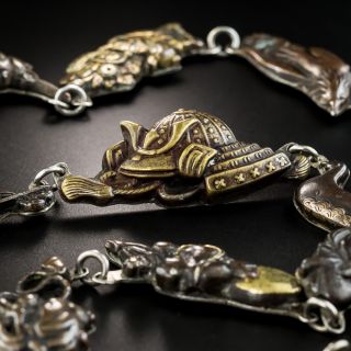 Shakudo Menuki Silver Backed Necklace - 5