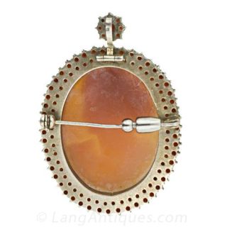 Shell Cameo Bohemian Garnet Brooch
