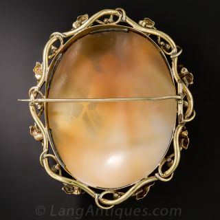 Shell Cameo Brooch of Archangel Michael Slaying Satan