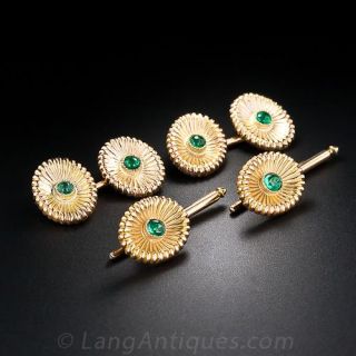 Shreve & Co. Emerald Cufflink and Shirt Stud Set - 1