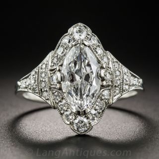 Shreve & Co 1.06 Carat Marquise Diamond Art Deco Ring - GIA D SI2