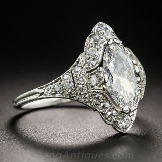 Shreve & Co 1.06 Carat Marquise Diamond Art Deco Ring - GIA D SI2