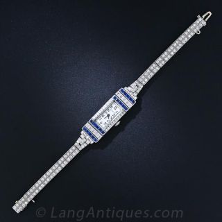 Shreve & Co. Art Deco Diamond and Sapphire Bracelet Watch