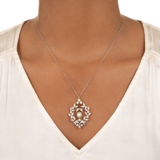 Shreve & Co. Edwardian Natural Pearl and Diamond Lavaliere