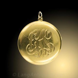 Shreve & Co Engraved Locket with Diamonds