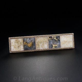 Shreve & Co. Gold in Quartz Pin and Earrings