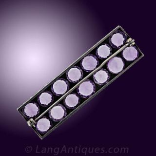 Silver Amethyst Bar Pin