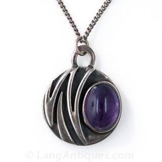 Silver Amethyst 'Vivo' Pendant and Chain