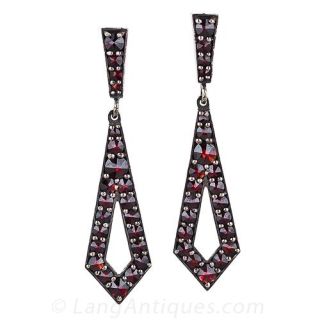 Silver and Garnet Victorian Earrings