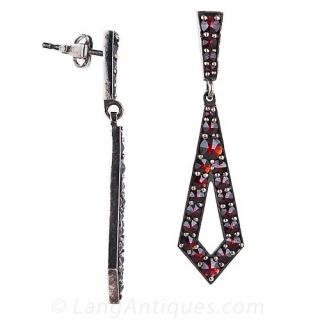 Silver and Garnet Victorian Earrings