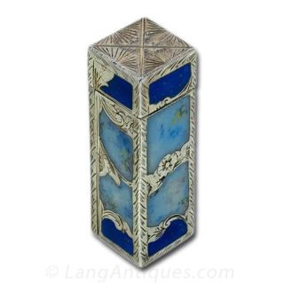 Silver Enamel Lipstick Case