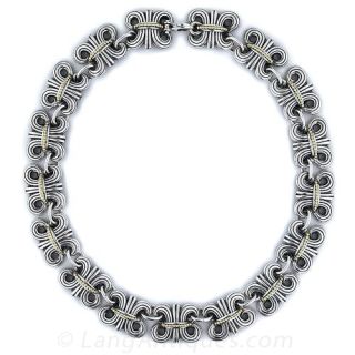 Silver Link Necklace and Earring Set