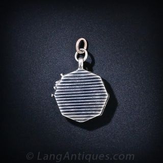 SIlver Niello Octagonal Locket Circa 1870