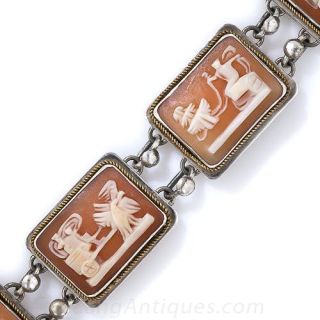 Silver Shell Cameo Pictorial Bracelet 