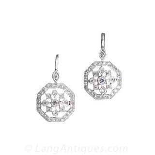 Single Replacement - Openwork Vintage Style Diamond Drop Earring