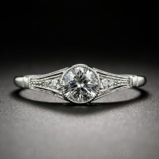 Sleek Platinum and Diamond Art Deco Engagement Ring