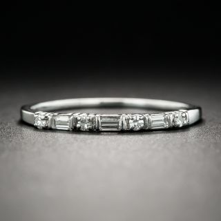 Slender Art Deco Platinum and Diamond Wedding Band  - 3