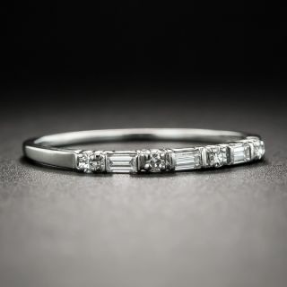 Slender Art Deco Platinum and Diamond Wedding Band 