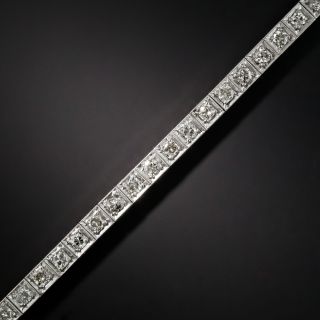 Slender Art Deco Platinum Diamond Straight Row Bracelet