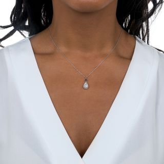Small Art Deco Diamond and Sapphire Drop by Belais
