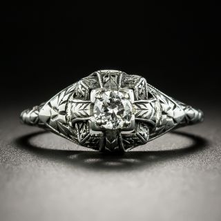 Small Art Deco Diamond Solitaire Engagement Ring - 1