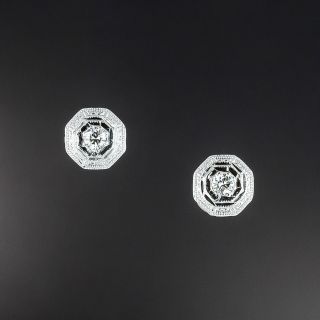 Small Art Deco Diamond Stud Earrings - 2