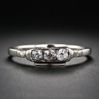 Small Art Deco Three Diamond Ring