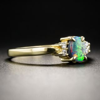 Small Black Opal and Diamond Ring