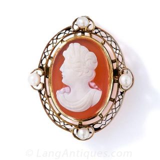 Small Carnelian Cameo Pin