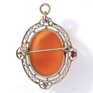 Small Carnelian Cameo Pin