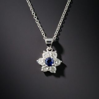 Small Diamond and Sapphire Flower Drop - 2