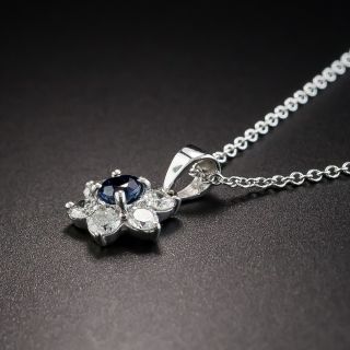 Small Diamond and Sapphire Flower Drop