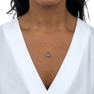 Small Diamond and Sapphire Target Style Pendant