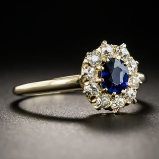 Small Edwardian Sapphire Diamond Halo Ring
