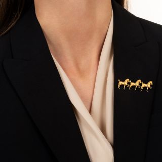 Small Edwardian Three-Horse Brooch by Sloan