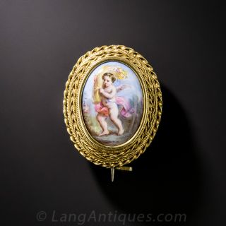 Small Enamel Cherub Brooch