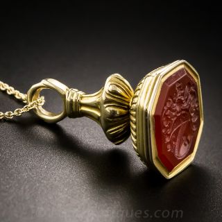 Small English Victorian Carnelian Fob Pendant