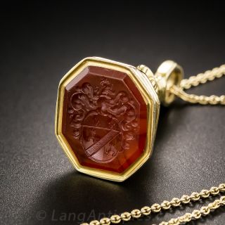 Small English Victorian Carnelian Fob Pendant