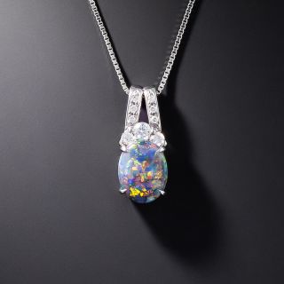 Gem Black Opal and Diamond Pendant  - 1