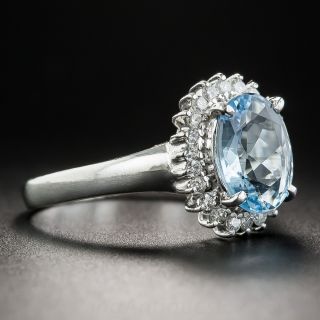 Small Platinum Aquamarine and Diamond Ring