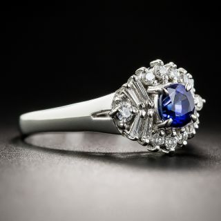 Small Platinum Sapphire and Diamond Estate Ring