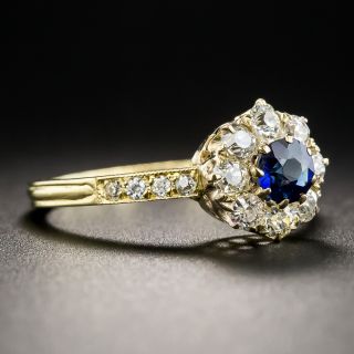 Small Sapphire and Diamond Halo Ring