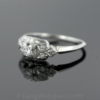 Small Scale Art Deco Diamond Engagement Ring