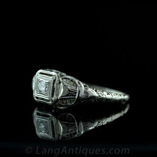 Small Scale Diamond Filigree Ring, Circa 1920's