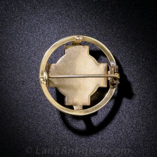 Small Scottish Gold and Agate Circle Pin