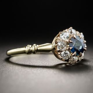 Small Victorian Sapphire and Diamond Halo Ring